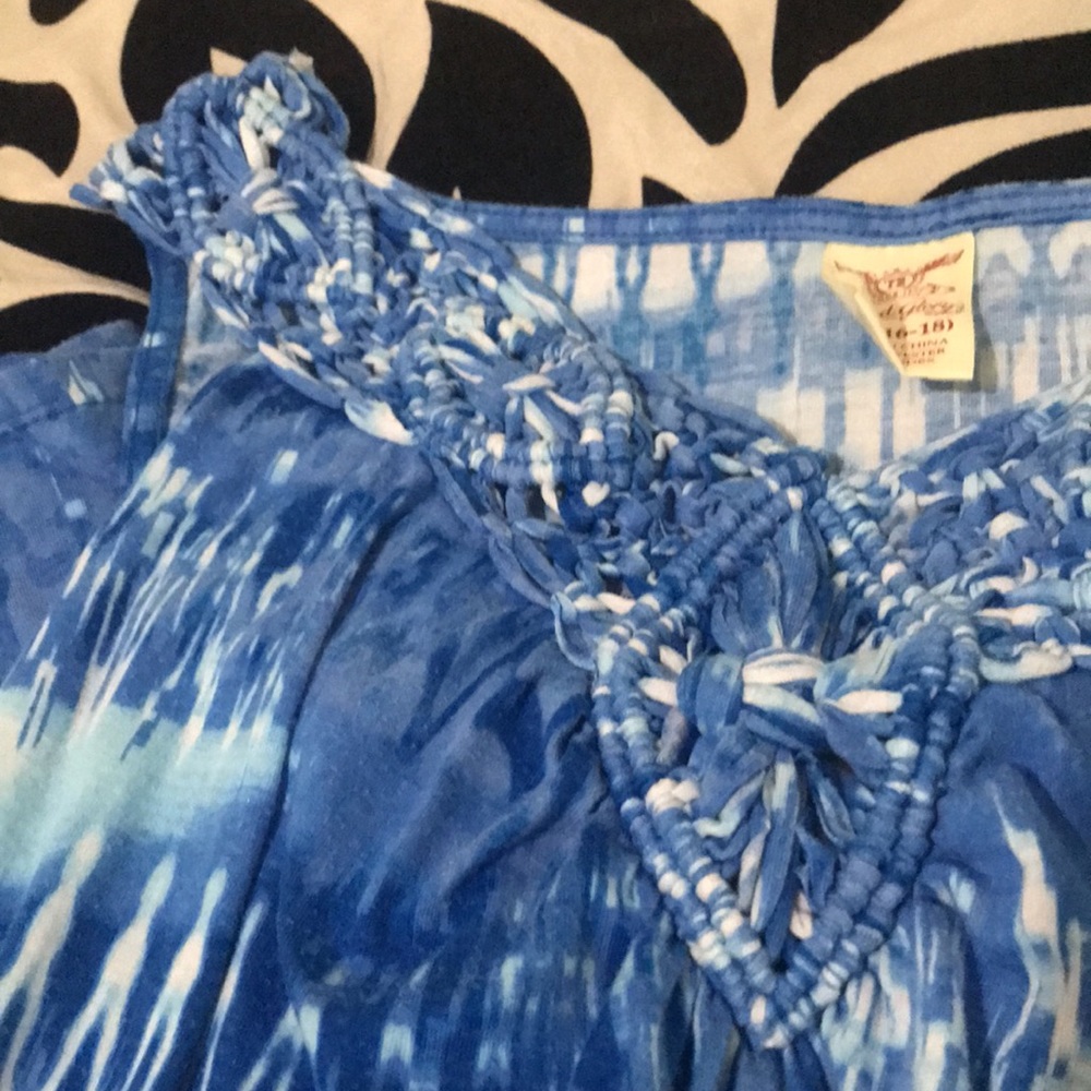 Faded glory blue tie-dye tank summer dress - Picture 3 of 7